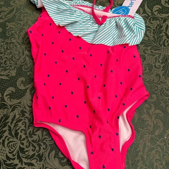 NWT 4t carters 1 pc watermelon swim suit bathing one shoulder fruit vacation bea